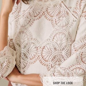 Sézane Bianca blouse, ecru, size 40 (US 8)